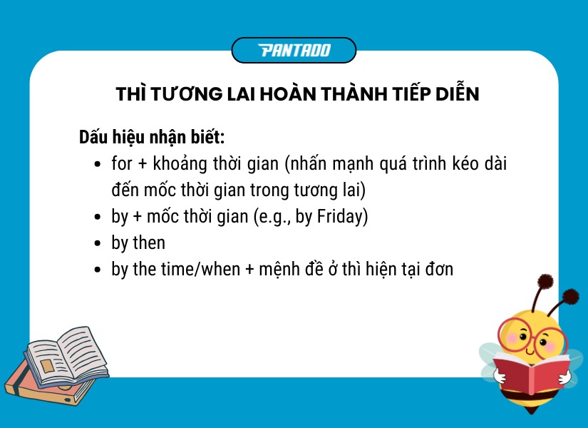 Dấu hiệu nhận biết thì tương lai hoàn thành tiếp diễn