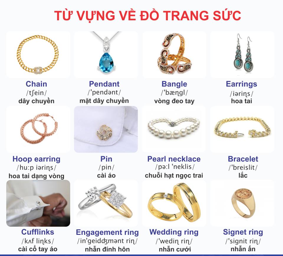 từ vựng tiếng Anh về trang sức